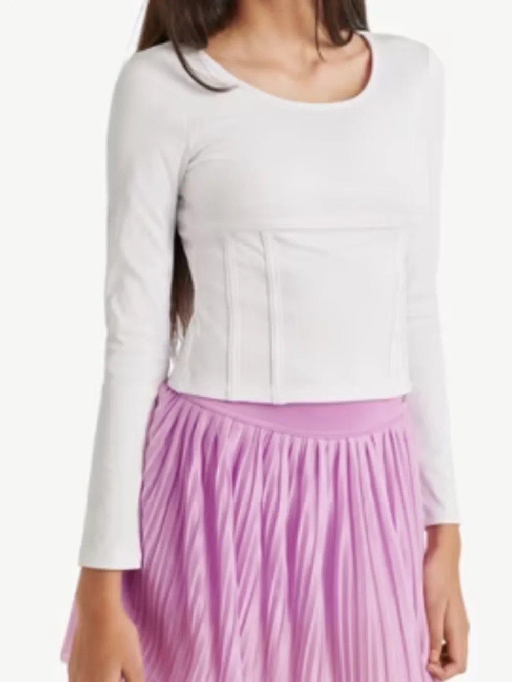 NWT Justice Girls Base Layer Long Sleeve Top - White - L 12/14
